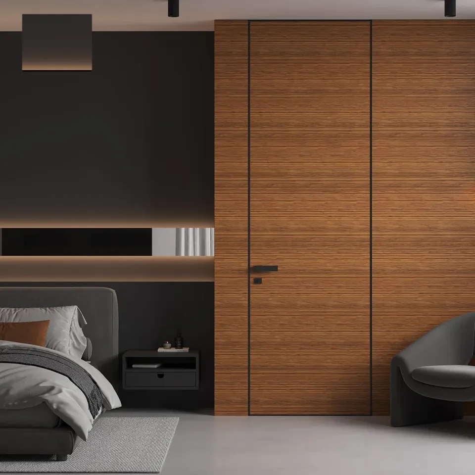 Ușă Frameless — aluminiu + lemn