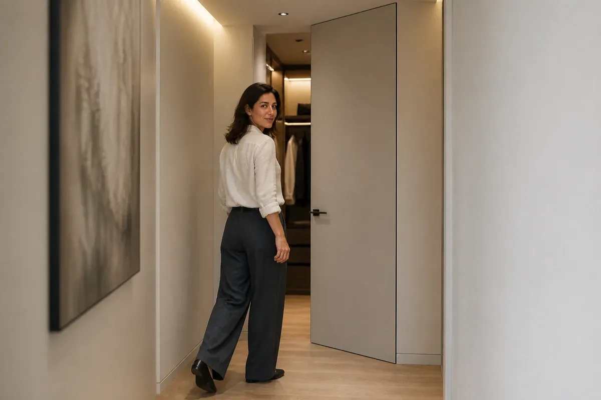 Ioana pe holul îngust spre dressing, lângă ușa filomuro Spectre